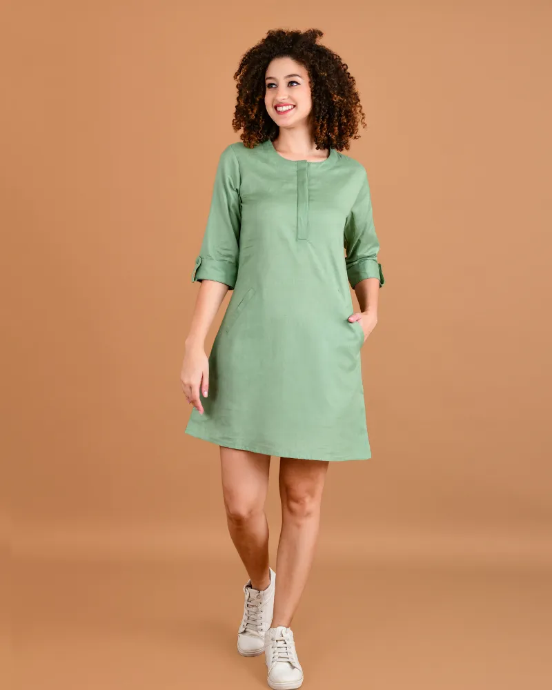 Pistachio breeze cotton short dress