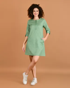 Pistachio breeze cotton short dress