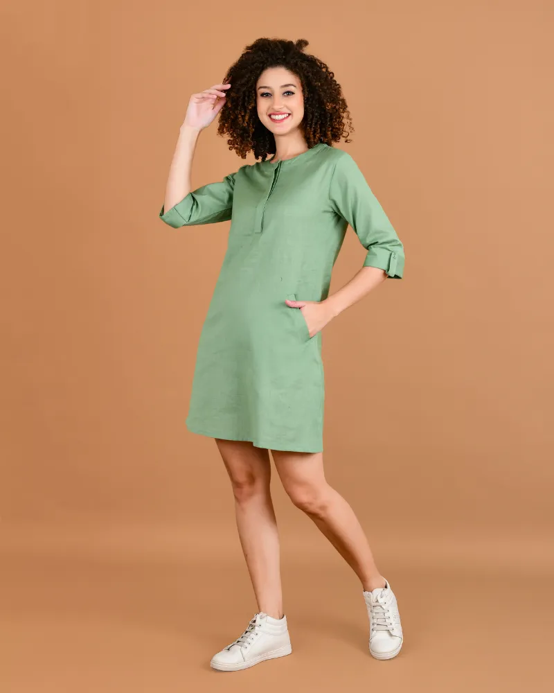 Pistachio breeze cotton short dress