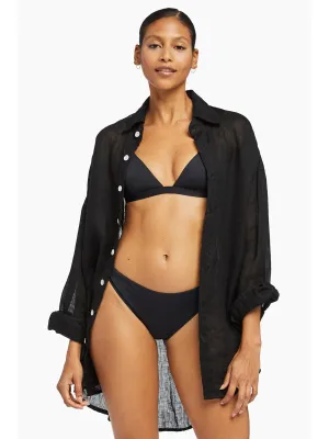 Playa Linen Boyfriend Shirt in Black EcoLinen