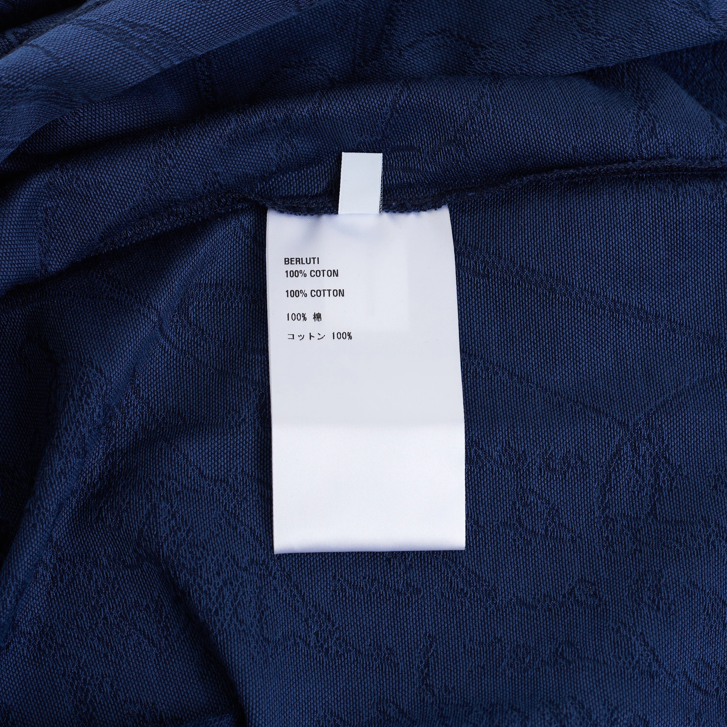Polo-Shirt In Warm Blue All Over Scritto Jacquard Cotton