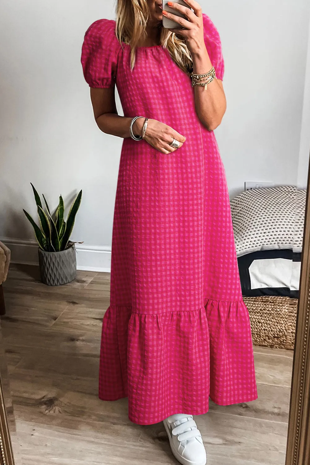 Pre-Order Picnic Crush Dark Pink Gingham Maxi