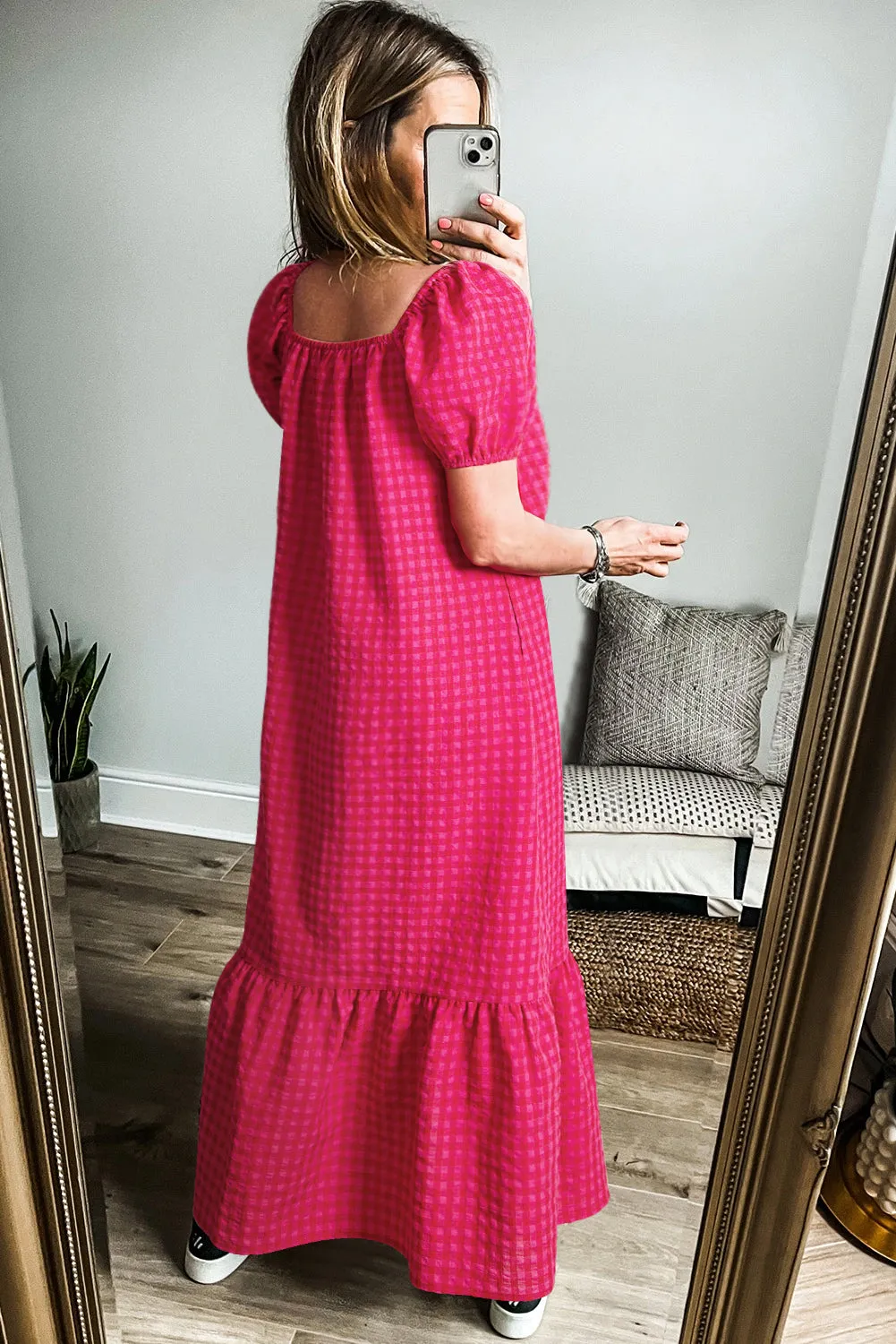 Pre-Order Picnic Crush Dark Pink Gingham Maxi