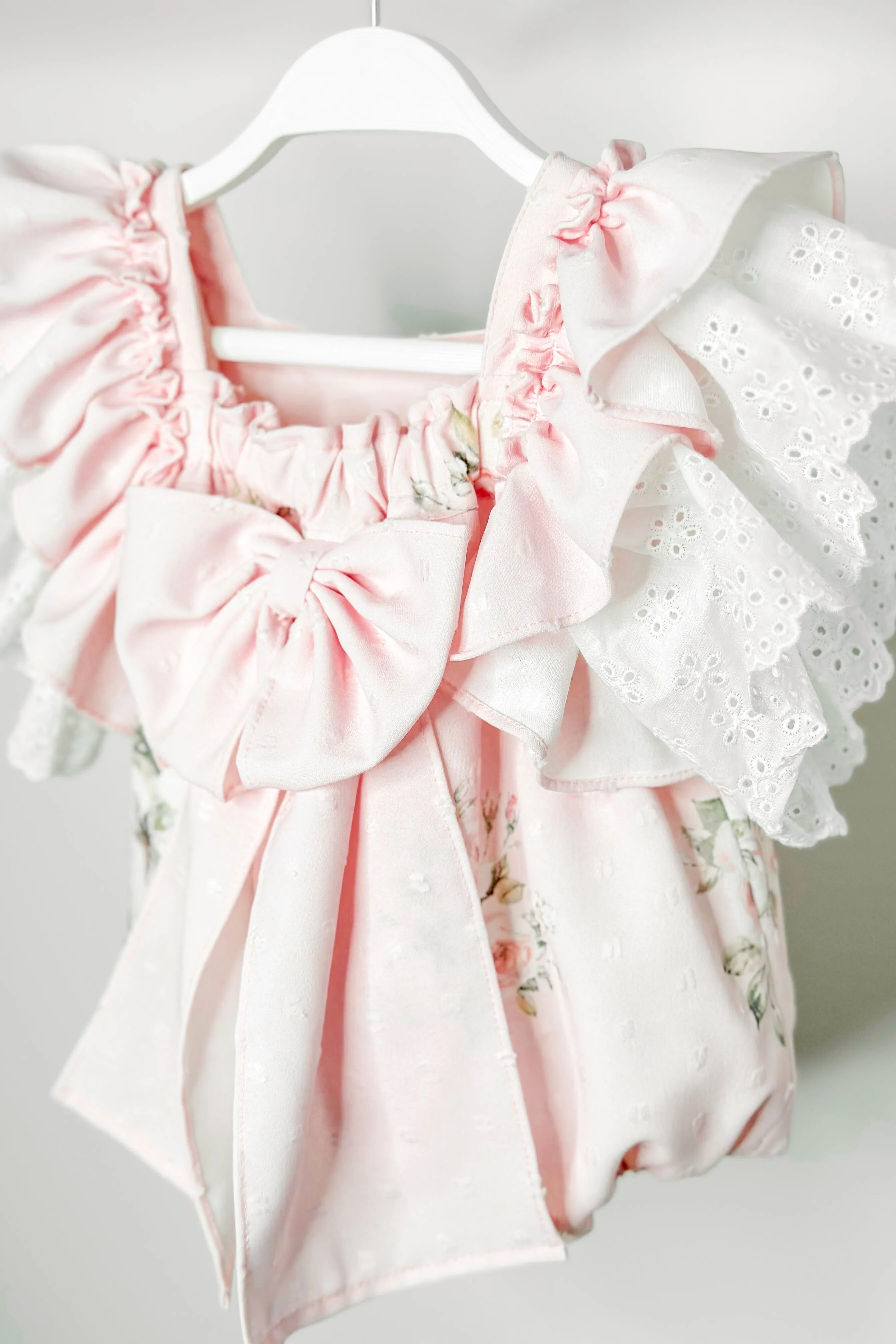 "Harlow" Pink Vintage Floral Romper