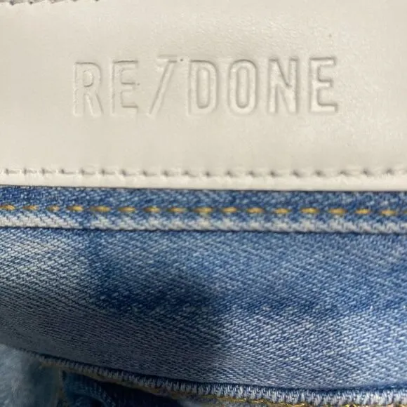 RE/DONE 90s Low Slung Denim Shorts Aged Indigo Destroy Cut-off Size 32