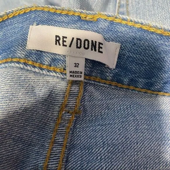 RE/DONE 90s Low Slung Denim Shorts Aged Indigo Destroy Cut-off Size 32