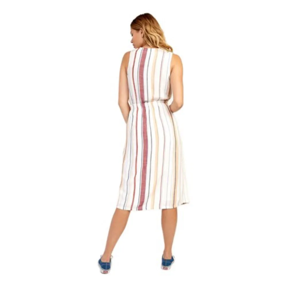 RVCA ARIZONA DRESS WHITE MULTI STRIPED