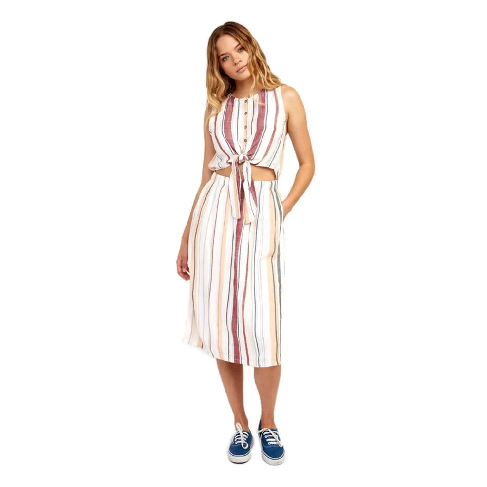 RVCA ARIZONA DRESS WHITE MULTI STRIPED