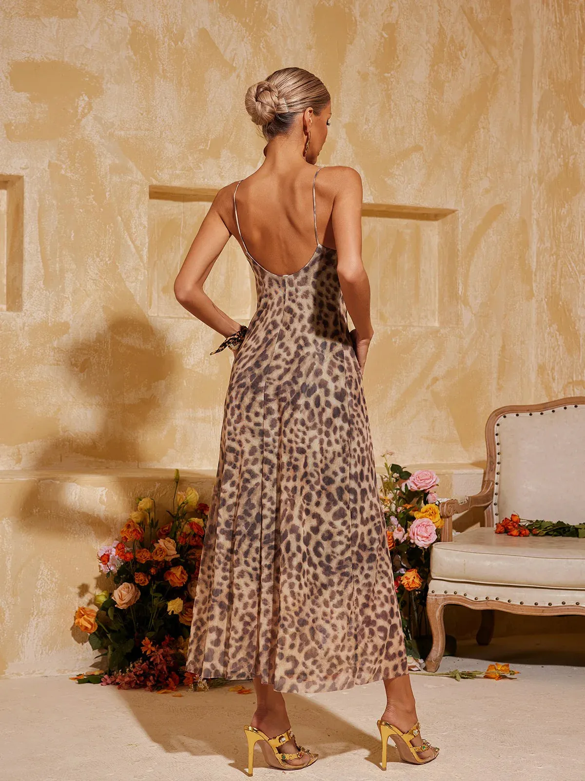 Savana Leopard Mesh Slip Dress