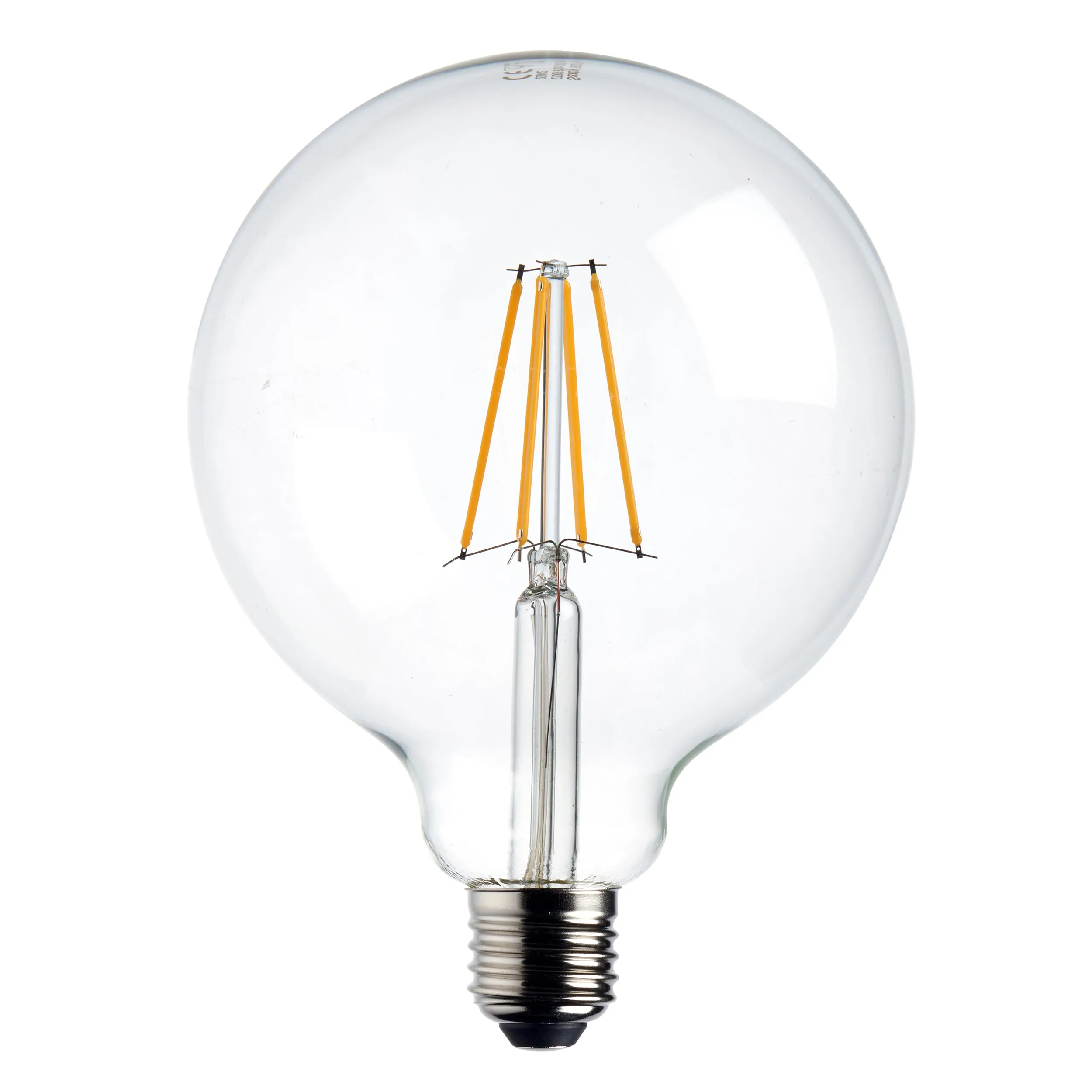 Saxby 76802 E27 LED filament globe dimmable 125mm 7W Clear glass & bright nickel plate 7W LED E27 Warm White