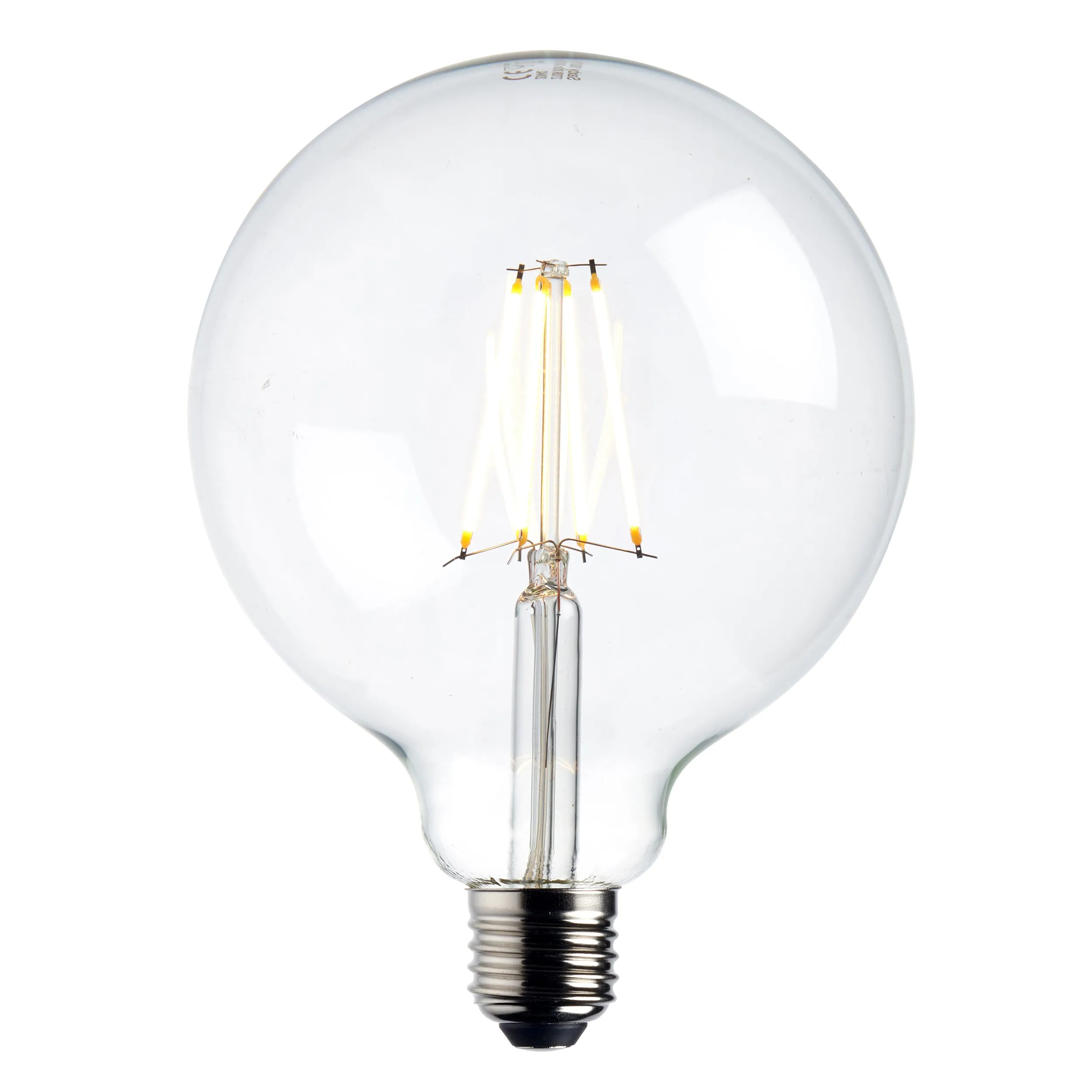 Saxby 76802 E27 LED filament globe dimmable 125mm 7W Clear glass & bright nickel plate 7W LED E27 Warm White