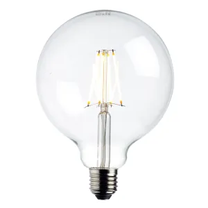 Saxby 76802 E27 LED filament globe dimmable 125mm 7W Clear glass & bright nickel plate 7W LED E27 Warm White