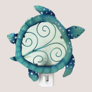 Sea Turtle Capiz Shell and Metal Night Light