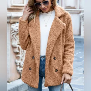 Sherpa Fusion Double-Breasted Coat - Chestnut