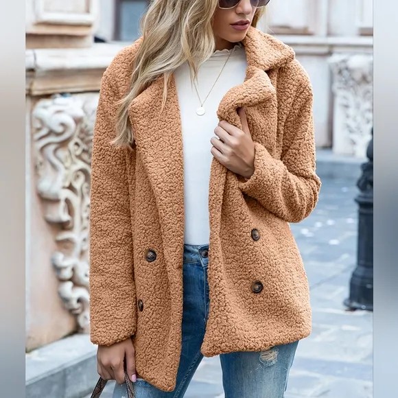 Sherpa Fusion Double-Breasted Coat - Chestnut