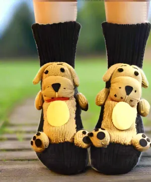 Snug & Stylish 3D Knitted Puppy Design Socks - Perfect Gift Idea