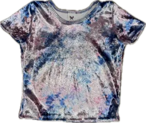 Social Butterfly- Velvet Tie Dye Shirt Blue/Pink