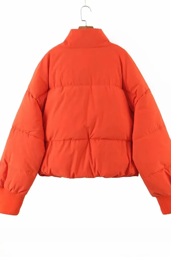 Stand Collar Zipper Pocket Thick Warm Cotton Jacket