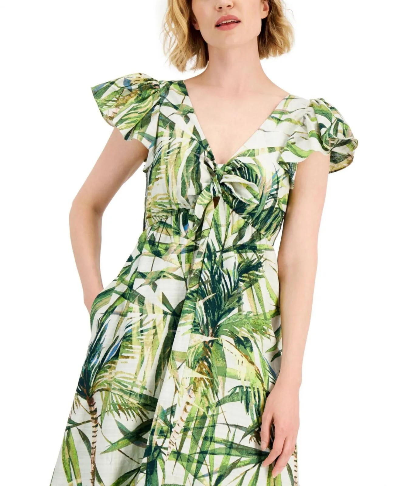 Taylor Womens Cotton Printed Bow-Tie Maxi Dress 2901M
