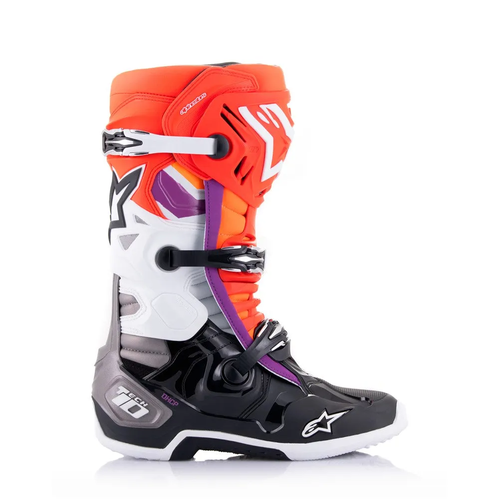 Tech-10 MX Boots Black/Red Fluoro/Orange Fluoro/White 8