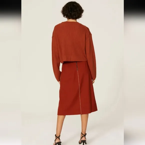Thakoon Wool Cashmere Cropped Sweater Size XL Rust