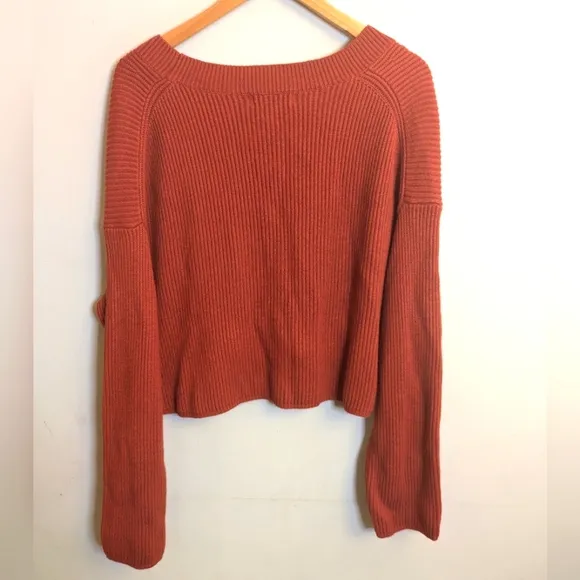 Thakoon Wool Cashmere Cropped Sweater Size XL Rust