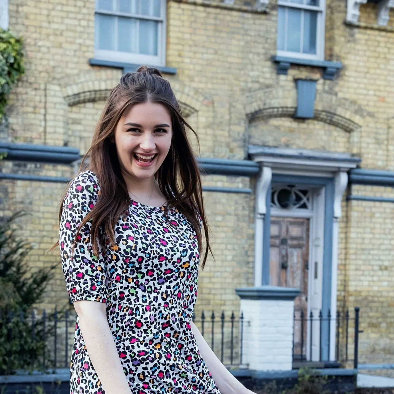 The Midi Breastfeeding Dress - Rainbow Leopard