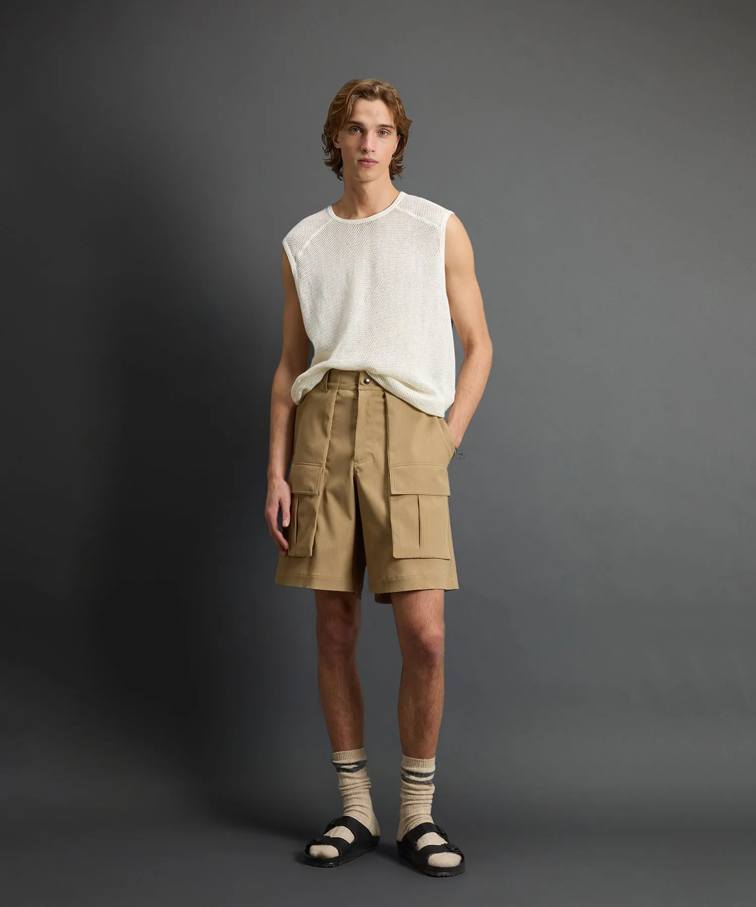 Todd Snyder x Woolrich Tech Cord Camp Short in Beige