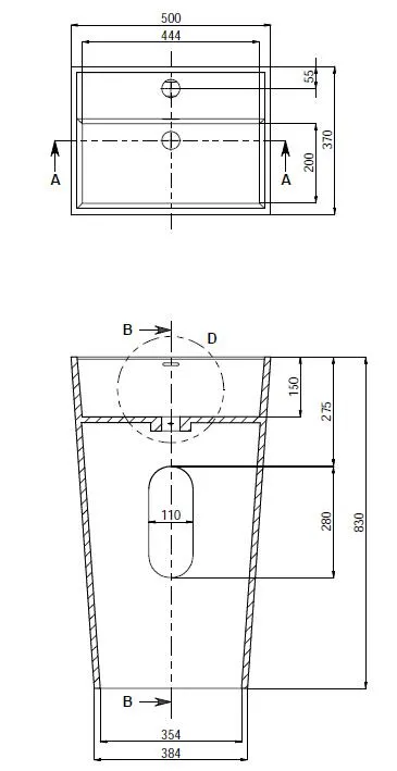 Toka Lite Kerri - Rectangular Pedestal Stone Basin - 830mm - CSB85