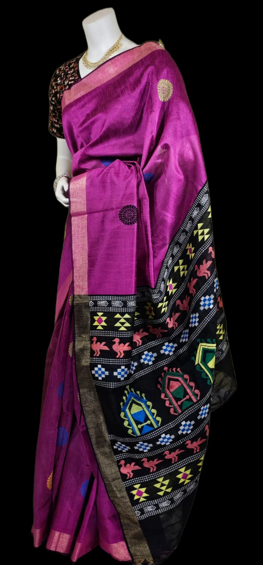 TS042923005 - Tussar Silk Saree with Dolabedi Pallu