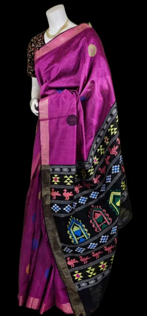 TS042923005 - Tussar Silk Saree with Dolabedi Pallu