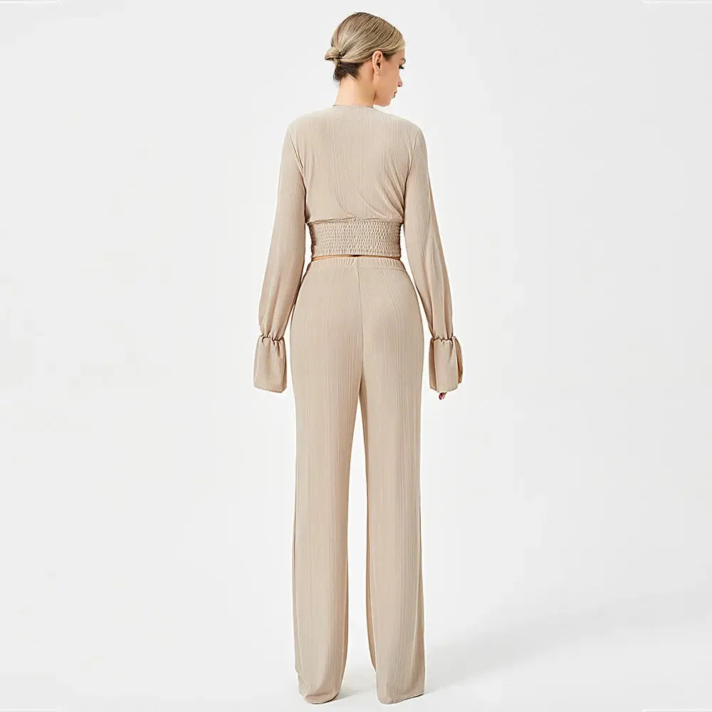 Two Piece Long Sleeve Pants Set - Stylish Casual Outfit