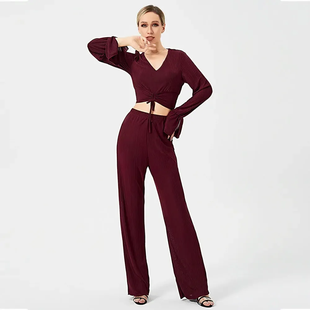 Two Piece Long Sleeve Pants Set - Stylish Casual Outfit