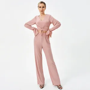 Two Piece Long Sleeve Pants Set - Stylish Casual Outfit