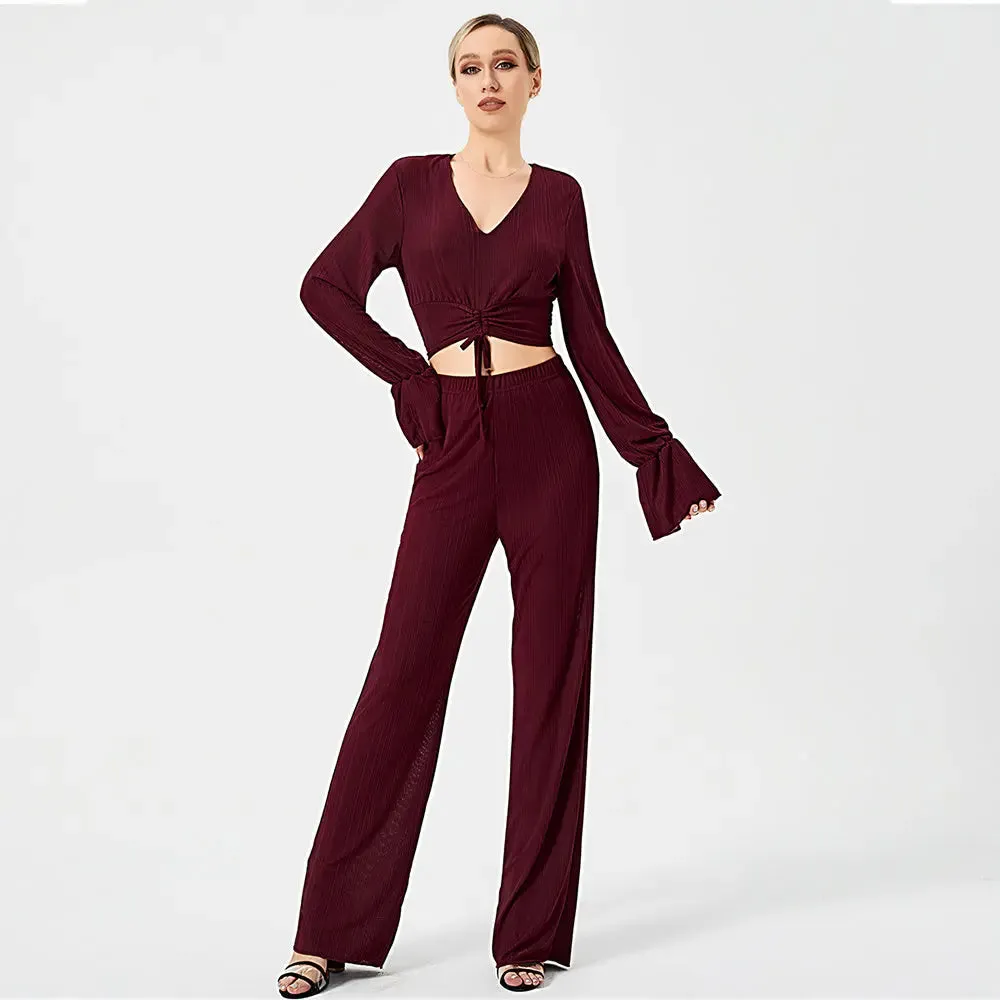 Two Piece Long Sleeve Pants Set - Stylish Casual Outfit