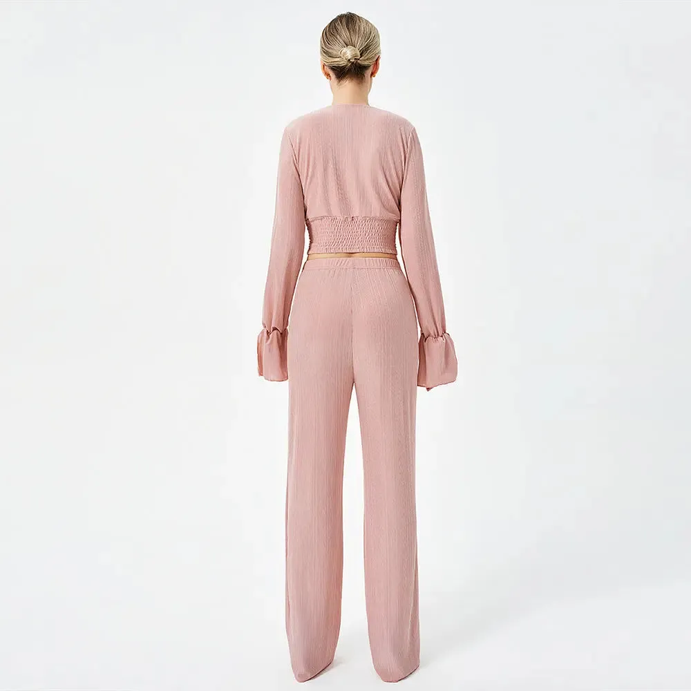 Two Piece Long Sleeve Pants Set - Stylish Casual Outfit