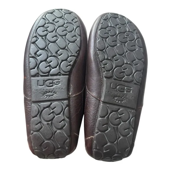 Ugg Men's Ascot Brown Slippers Fully Lined Sheepskin Size 11 US Preowned