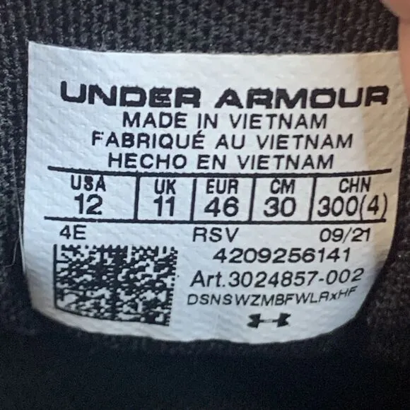 Under Armour Charged Assert Mens Size 12 Running Shoes 3024857-002 Triple Black