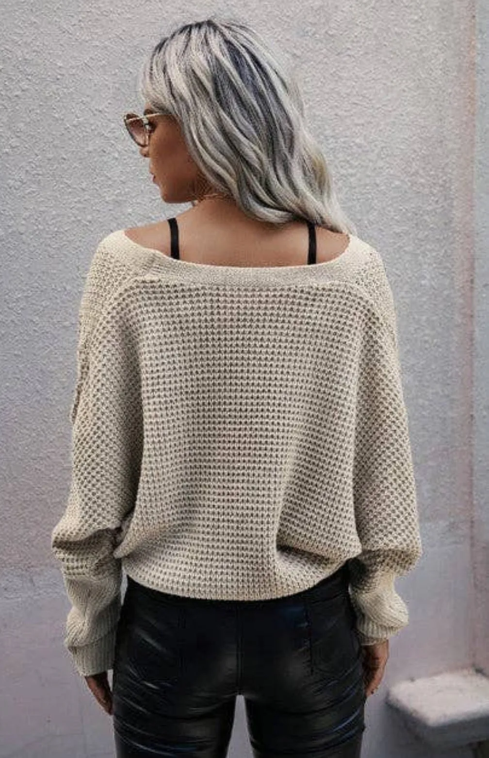 V Neck Cross Knit Sweater