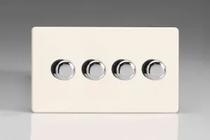 Varilight Primed Ready to Paint Flat Plate Screwless V-Pro 4X 250W 2-Way Push-on Push-Off Trailing Edge Dimmer (Double Plate)