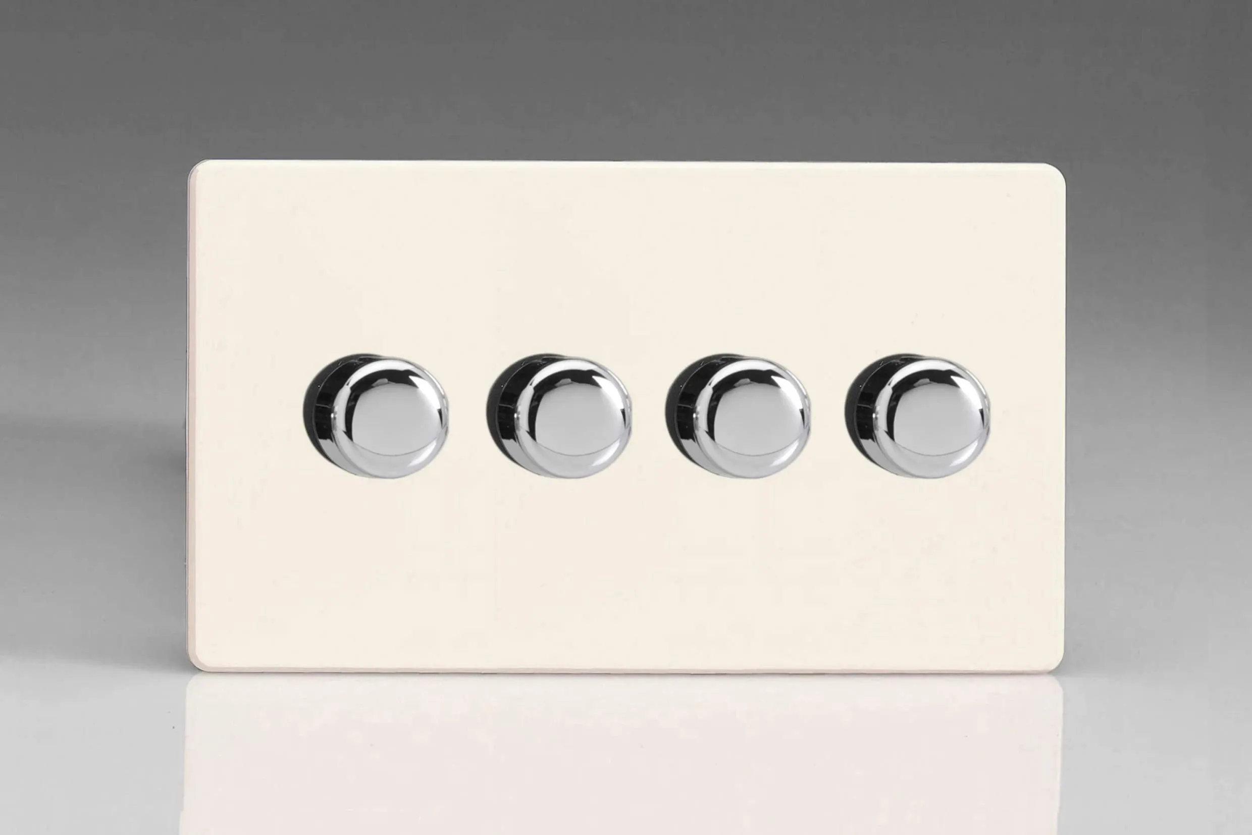Varilight Primed Ready to Paint Flat Plate Screwless V-Pro 4X 250W 2-Way Push-on Push-Off Trailing Edge Dimmer (Double Plate)