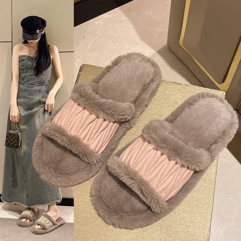 Victoria – Open Plush Cotton Women's Slippers