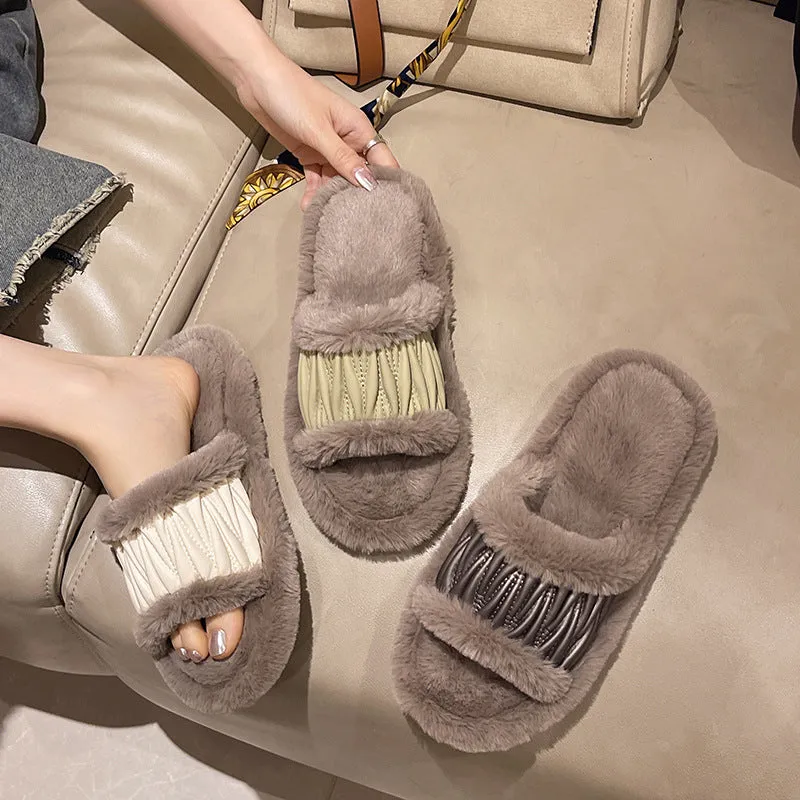Victoria – Open Plush Cotton Women's Slippers