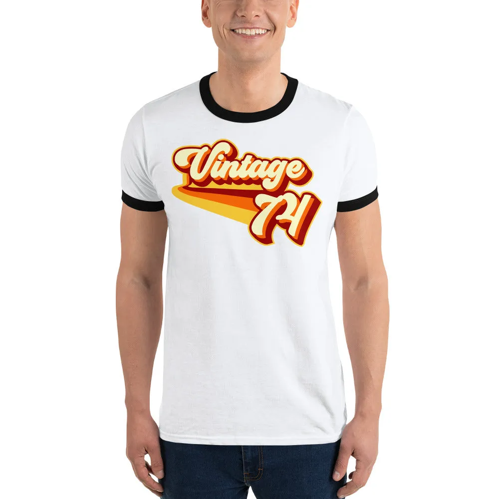 Vintage 1974 Warm Retro Lines Ringer T-Shirt