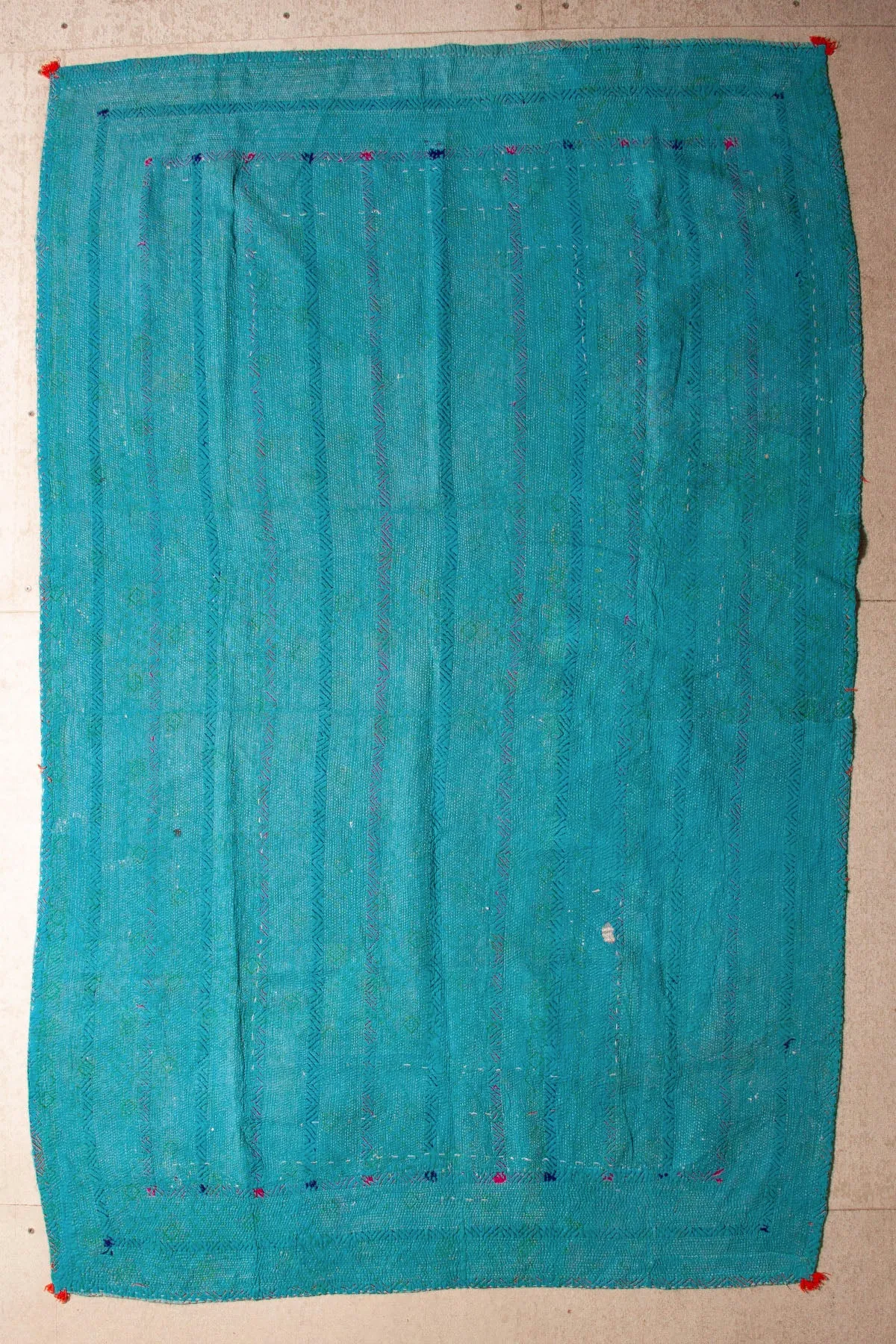 Vintage Dowry Kantha Blanket, #52 - 75"x46"