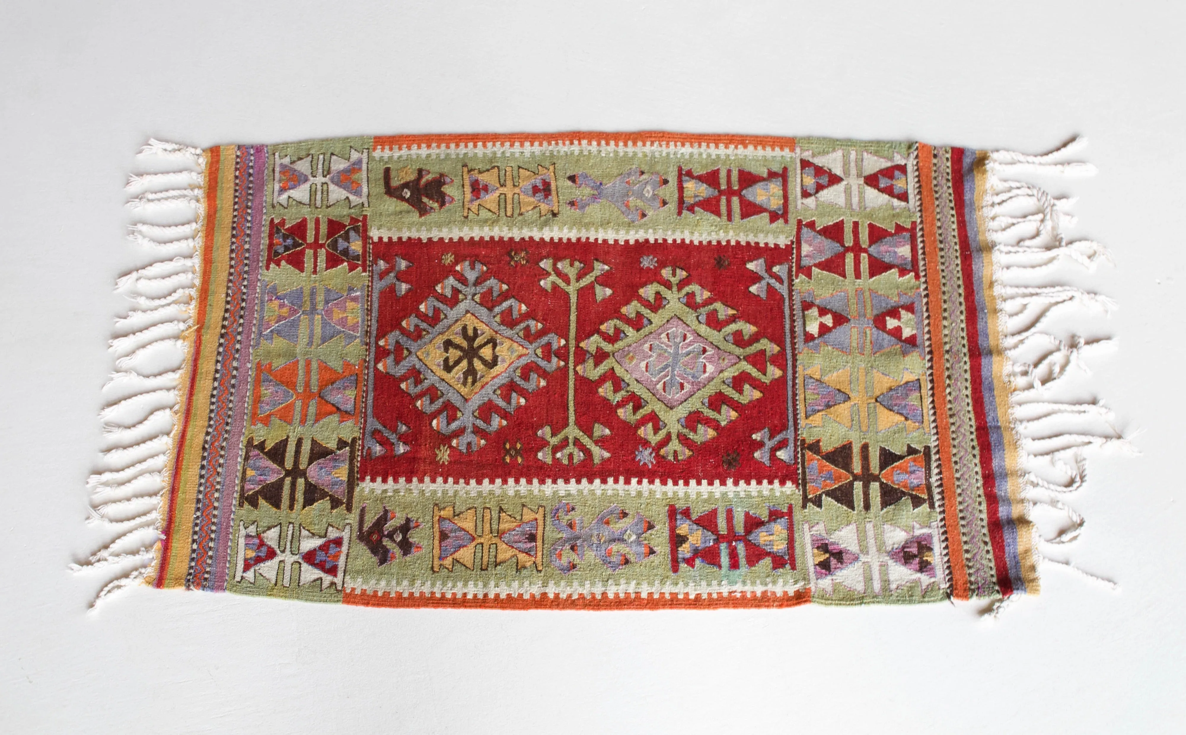 Vintage Turkish Denizli Kilim Rug 3'5"x5'