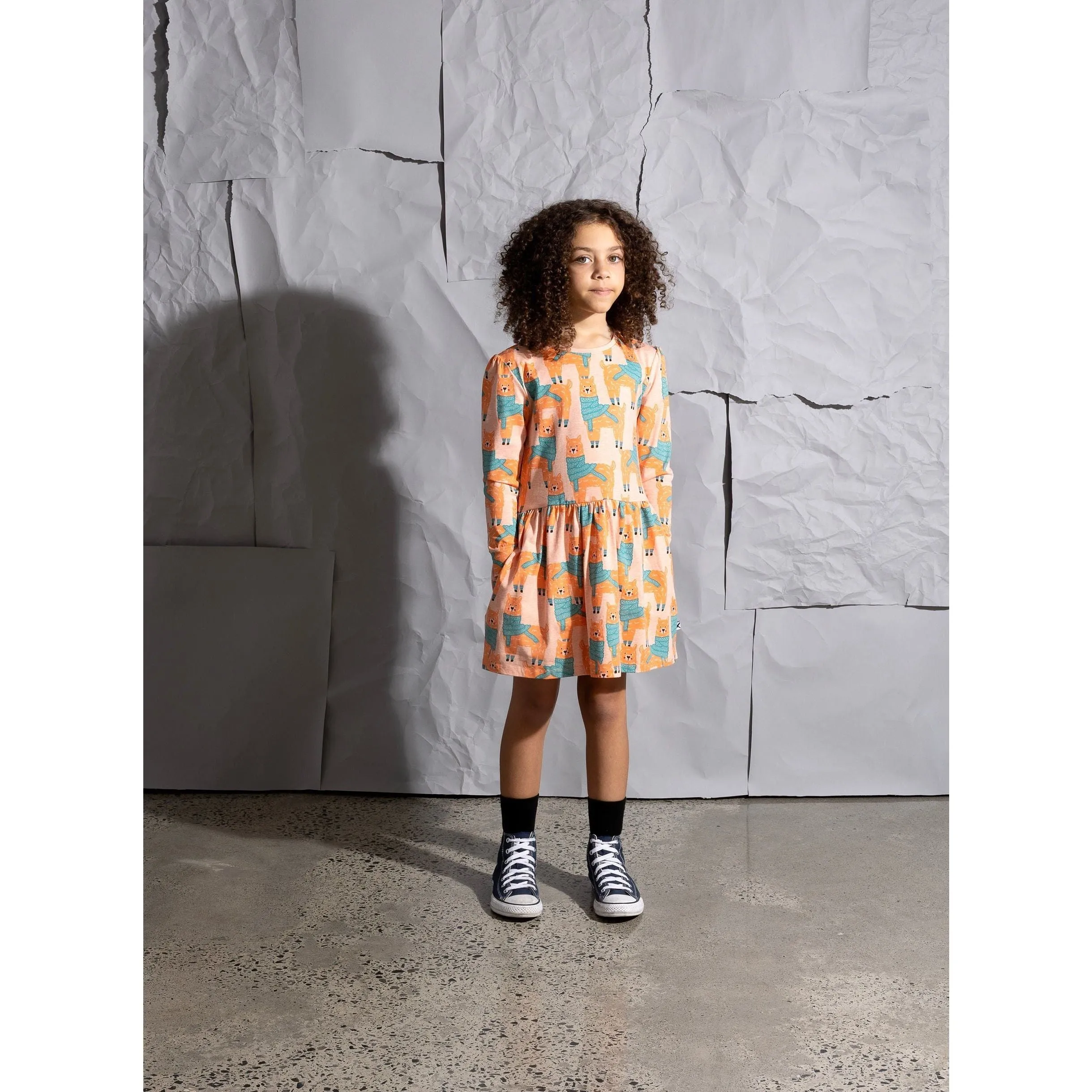 Warm Llamas Dress - Apricot Marle