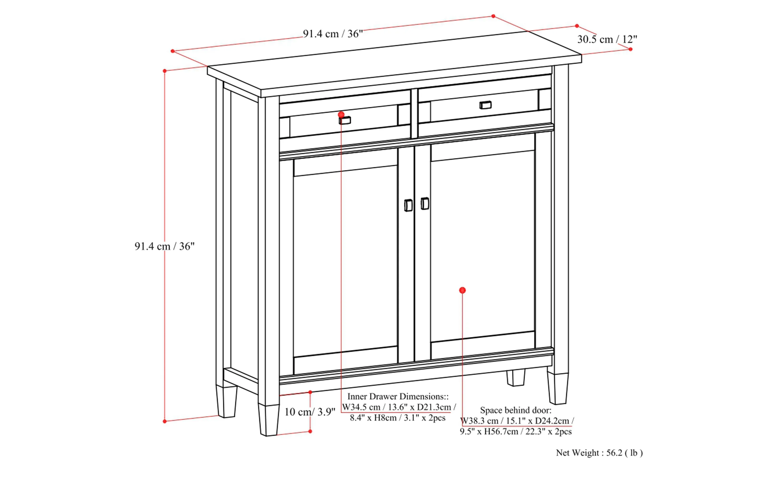 Warm Shaker Entryway Storage Cabinet