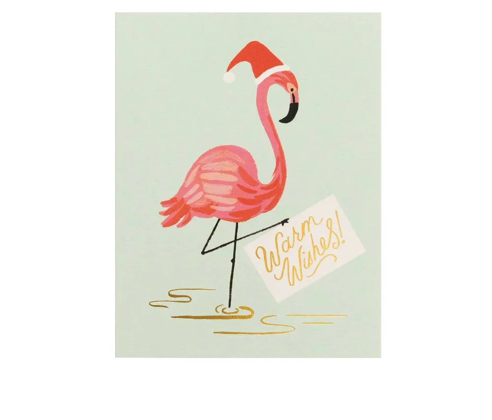 Warm Wishes Holiday Flamingo Card