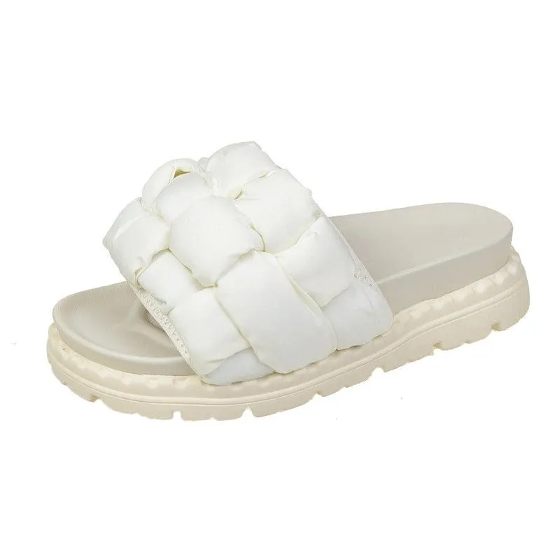 Women's New Summer Thick Bottomed Bread Woven Slippers